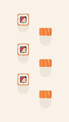 Banner with Japanese rolls in a flat style with shade. Asian cuisine restaurant concept. Vector