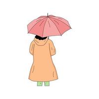 illustration of a person holding an umbrella, people in the rain using an umbrella vector