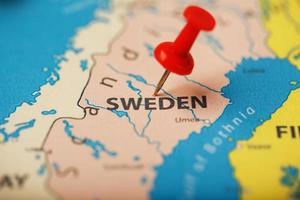The location of the destination on the map Sweden is indicated by a red pushpin photo