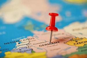 The red button indicates the location and coordinates of the destination on the map of the country of Germany photo