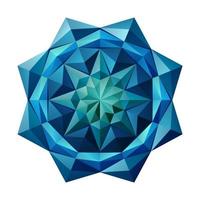 3D Blue Sapphire Flower Origami Mandala Style, 8-pointed Geometric Shape. vector