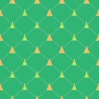 Cannabis Leaf And Christmas Tree Pattern Green Background vector