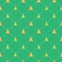 Cannabis Leaf And Christmas Tree Pattern Green Background vector