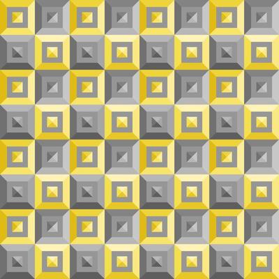 Yellow Squares Gray Checkered Grid Seamless Background