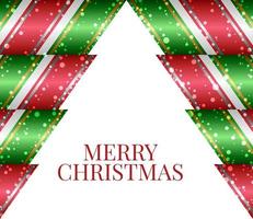 White Christmas Tree Background Red Green Ribbon vector