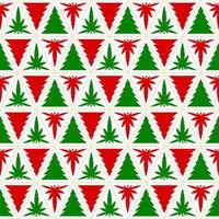 Marijuana Leaves And Christmas Tree Seamless Pattern vector