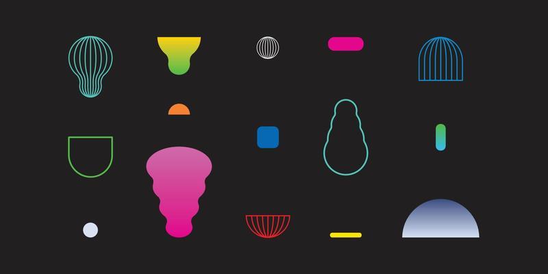 Minimalist geometric elements set. Bauhaus inspired design elements. Gradient colors. Geometric constructor concept. You can make any shape for your design project.