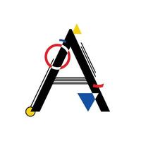 Capital letter A made up of simple geometric shapes, in Suprematism style vector