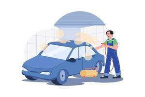 Touchless Car Wash Illustration concept. A flat illustration isolated on white background vector