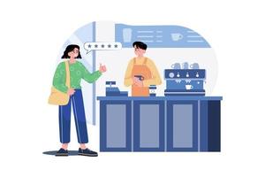 Businesswoman Giving Feedback For The Coffee Shop Service vector