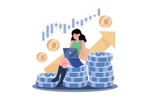 Value Of Bitcoin Currency Illustration concept on white background vector