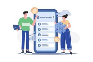 People Using Blockchain Technology Illustration concept. A flat illustration isolated on white background vector