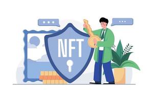 token de seguridad nft concepto de ilustración sobre fondo blanco vector