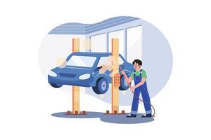 Underbody Car Wash Illustration concept. A flat illustration isolated on white background vector