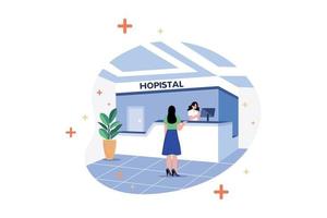 concepto de ilustración de recepción de hospital. una ilustración plana aislada sobre fondo blanco vector