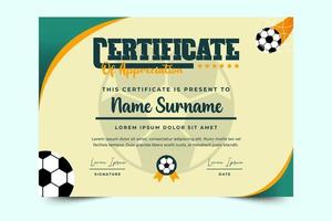 Football tournament sport event certificate design template simple and elegant design vector