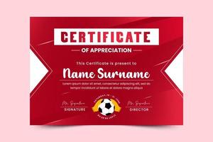 Football tournament sport event certificate design template simple and elegant design vector