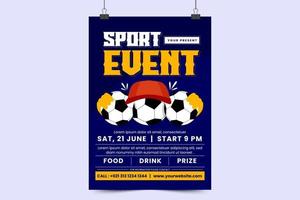 Football tournament sport event flyer or poster design template easy to customize vector