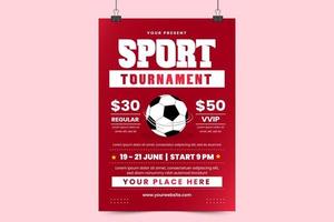 Football tournament sport event poster or flyer design template simple and elegant design vector