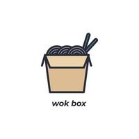 Vector sign wok box symbol is isolated on a white background. icon color editable.