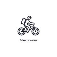 Vector sign bike courier symbol is isolated on a white background. icon color editable.