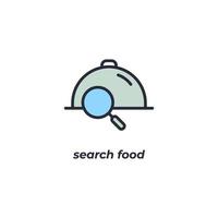 Vector sign search food symbol is isolated on a white background. icon color editable.