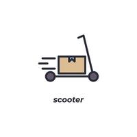 Vector sign scooter symbol is isolated on a white background. icon color editable.