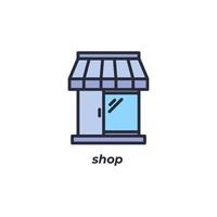 Vector sign shop symbol is isolated on a white background. icon color editable.