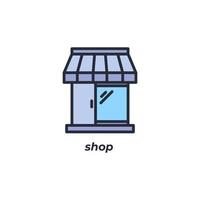 el símbolo de la tienda de signos vectoriales está aislado en un fondo blanco. color de icono editable. vector