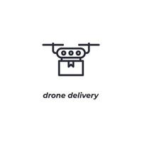 Vector sign drone delivery symbol is isolated on a white background. icon color editable.