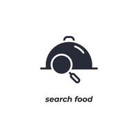 Vector sign search food symbol is isolated on a white background. icon color editable.