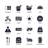 food delivery set icon, isolated food delivery set sign icon, icon color editable. vector illustration