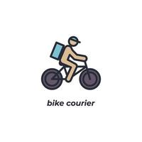 Vector sign bike courier symbol is isolated on a white background. icon color editable.