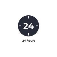 Vector sign 24 hours symbol is isolated on a white background. icon color editable.