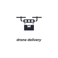 Vector sign drone delivery symbol is isolated on a white background. icon color editable.