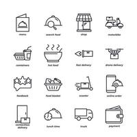food delivery set icon, isolated food delivery set sign icon, icon color editable. vector illustration