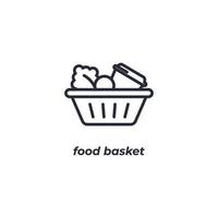 Vector sign food basket symbol is isolated on a white background. icon color editable.