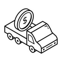 An outline isometric icon of parcel delivery vector