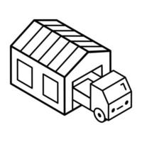 An outline isometric icon of parcel delivery vector