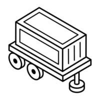 An outline isometric icon of parcel delivery vector