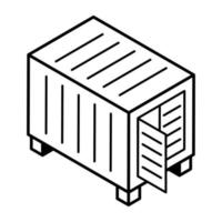 An outline isometric icon of parcel delivery vector