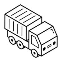 An outline isometric icon of parcel delivery vector