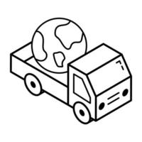 An outline isometric icon of parcel delivery vector