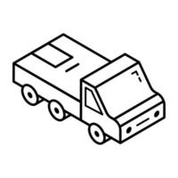 An outline isometric icon of parcel delivery vector