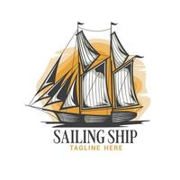 Sailing Ship Logo Vector Design Template