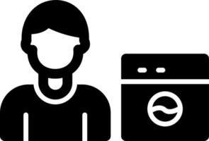 Man Doing Laundry Vector Icon Design