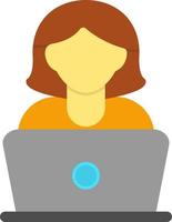 Woman Using Laptop Vector Icon Design