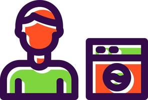 Man Doing Laundry Vector Icon Design