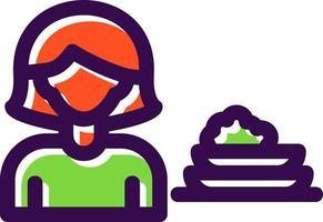 mujer lavando platos vector icono diseño