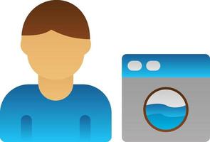 Man Doing Laundry Vector Icon Design